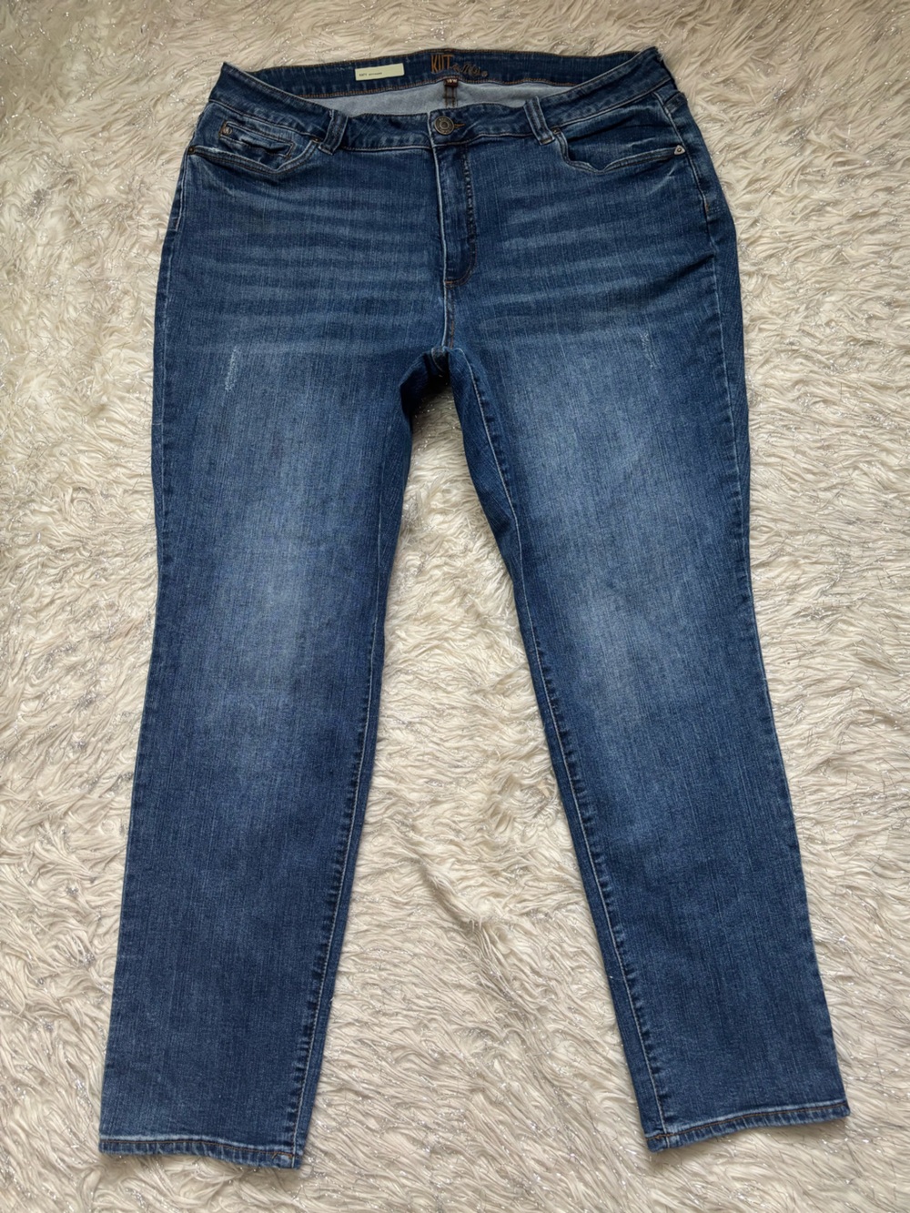 Kut from the Kloth Women’s Blue Mid Rise Katy Boyfriend Jeans Size 18W
